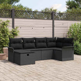 vidaXL Tuinbank Set met kussen 6 pcs Zwart en Crème poly rattan