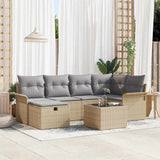 vidaXL Tuinbank Set met kussen 6 pcs Zwart en Crème poly rattan