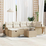 vidaXL Tuinbank Set met kussen 6 pcs Zwart en Crème poly rattan