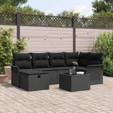 vidaXL Tuinbank Set met kussen 6 pcs Zwart en Crème poly rattan