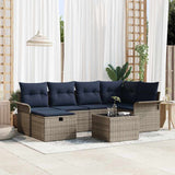 vidaXL Tuinbank Set met kussen 6 pcs Bruin en Rood poly rattan