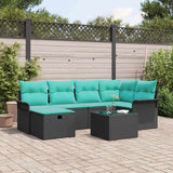vidaXL Tuinbank Set met kussen 6 pcs Bruin en Rood poly rattan