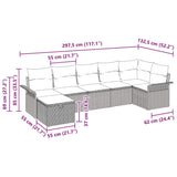 vidaXL Tuinbank Set met kussen 7 pcs Zwart en Crème poly rattan
