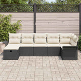 vidaXL Tuinbank Set met kussen 7 pcs Zwart en Crème poly rattan