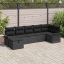 vidaXL Tuinbank Set met kussen 7 pcs Zwart en Crème poly rattan