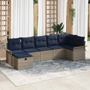 vidaXL Tuinbank Set met kussen 7 pcs Bruin en Rood poly rattan