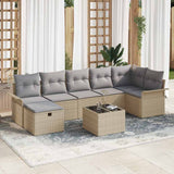 vidaXL Tuinbank Set met kussen 7 pcs Zwart en Crème poly rattan