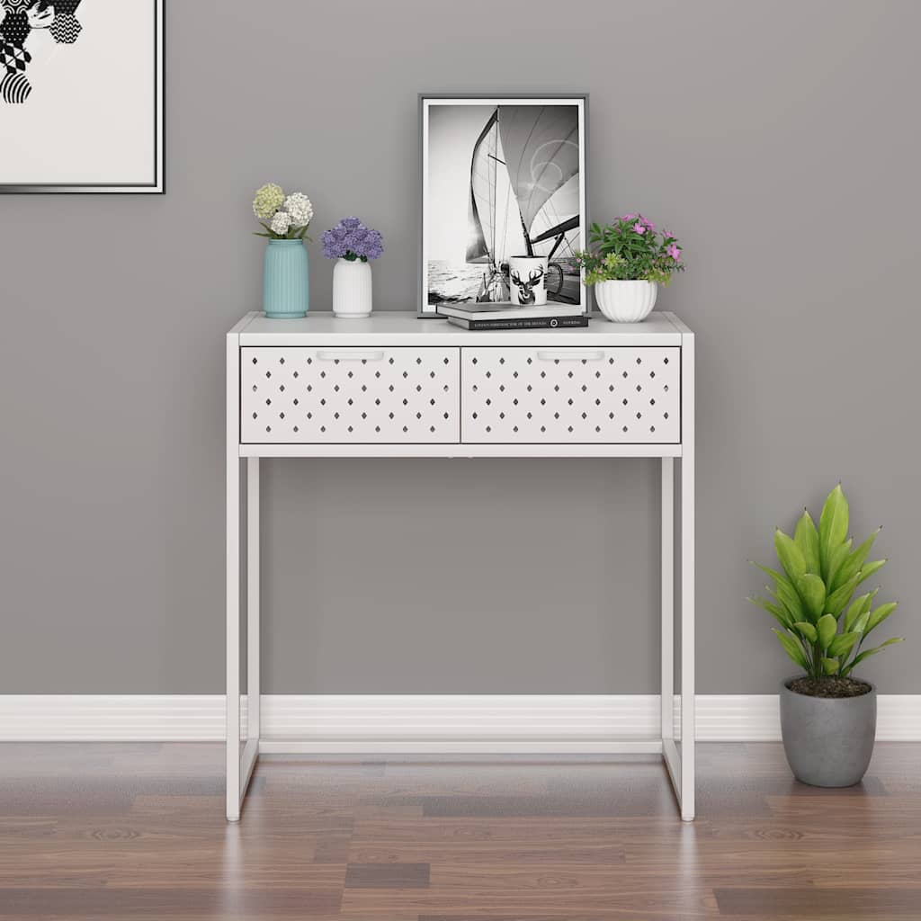 vidaXL Console Table 72x35x75 cm Steel White