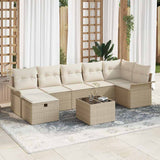 vidaXL Tuinbank Set met kussen 7 pcs Zwart en Crème poly rattan