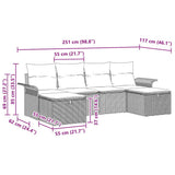 vidaXL Tuinbank Set met kussen 6 pcs Zwart en Crème poly rattan