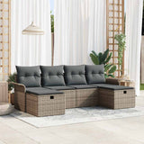 vidaXL Tuinbank Set met kussen 6 pcs Zwart en Crème poly rattan