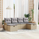 vidaXL Tuinbank Set met kussen 6 pcs Zwart en Crème poly rattan