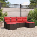 vidaXL Tuinbank Set met kussen 6 pcs Zwart en Crème poly rattan