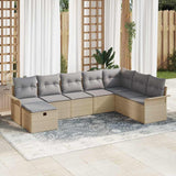 vidaXL Garden Sofa Set with Cushions 8 pcs Black and Cream Poly Rattan