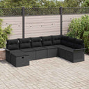 vidaXL Garden Sofa Set with Cushions 8 pcs Black and Cream Poly Rattan