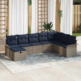 vidaXL Tuinbank Set met kussen 8 pcs Bruin en Rood poly rattan