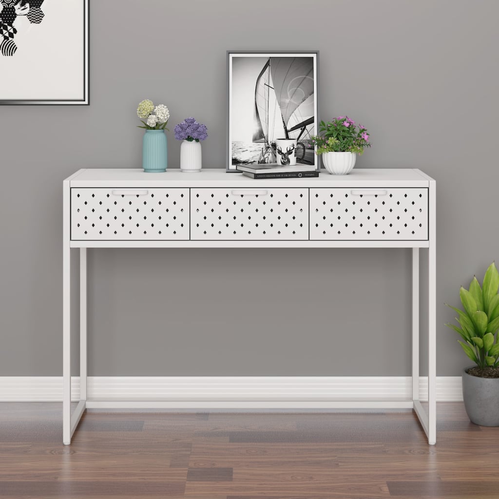 vidaXL Console Table 72x35x75 cm Steel White