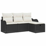 vidaXL Tuinbank Set met kussen 4 pcs Zwart en Crème poly rattan