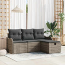 vidaXL Tuinbank Set met kussen 4 pcs Zwart en Crème poly rattan