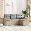 vidaXL Tuinbank Set met kussen 4 pcs Zwart en Crème poly rattan