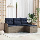 vidaXL Garden Sofa Set with Cushions 4 pcs Brown and Red Poly Rattan