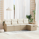 vidaXL Garden Sofa Set with cushions 5 pcs Black and cream Poly rattan