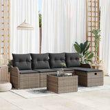 vidaXL Garden Sofa Set with cushions 5 pcs Black and cream Poly rattan