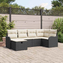 vidaXL Tuinbank Set met kussen 6 pcs Zwart en crème Poly rattan