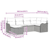 vidaXL Tuinbank Set met kussen 6 pcs Zwart en crème Poly rattan