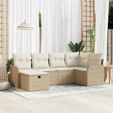 vidaXL Tuinbank Set met kussen 6 pcs Zwart en crème Poly rattan