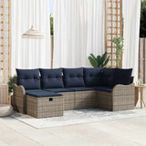 vidaXL Garden Sofa Set with Cushions 6 pcs Brown and Red poly rattan