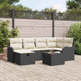 vidaXL Tuinbank Set met kussen 6 pcs Zwart en crème Poly rattan