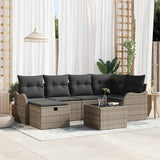 vidaXL Tuinbank Set met kussen 6 pcs Zwart en crème Poly rattan