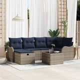 vidaXL Garden Sofa Set with Cushions 6 pcs Brown and Red poly rattan