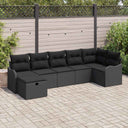 vidaXL Bankstel met kussen met opslag Zwart en Crème poly rattan