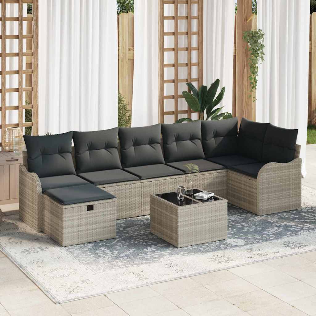 vidaXL Bankstel met kussen met opslag Zwart en Crème poly rattan