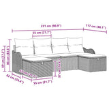 vidaXL Bankstel met kussen met opslag 6 pcs Zwart en Crème poly rattan