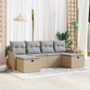 vidaXL Bankstel met kussen met opslag 6 pcs Zwart en Crème poly rattan