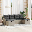 vidaXL Bankstel met kussen met opslag 6 pcs Zwart en Crème poly rattan