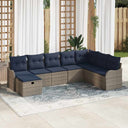 vidaXL Bankstel met kussen met opslag 8 pcs Bruin en Rood poly rattan