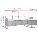 vidaXL Bankstel met kussen met opslag 5 pcs Zwart en Crème poly rattan