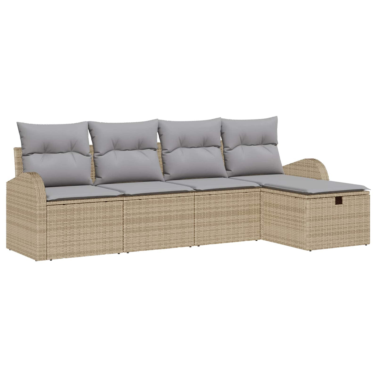 vidaXL Bankstel met kussen met opslag 5 pcs Zwart en Crème poly rattan