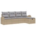 vidaXL Bankstel met kussen met opslag 5 pcs Zwart en Crème poly rattan