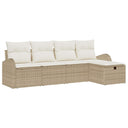 vidaXL Bankstel met kussen met opslag 5 pcs Zwart en Crème poly rattan