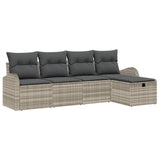 vidaXL Bankstel met kussen met opslag 5 pcs Zwart en Crème poly rattan