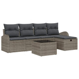 vidaXL Bankstel met kussen met opslag 5 pcs Zwart en Crème poly rattan