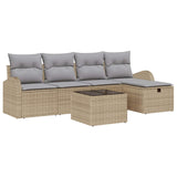 vidaXL Bankstel met kussen met opslag 5 pcs Zwart en Crème poly rattan