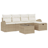 vidaXL Bankstel met kussen met opslag 5 pcs Zwart en Crème poly rattan