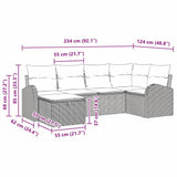 vidaXL Bankstel met kussen met opslag Zwart en Crème poly rattan