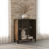 vidaXL Opbergkasten 2 st 72x36x82 cm metaal en MDF rustiek bruin